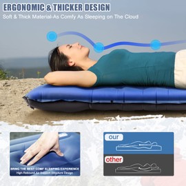 BQA Camping Sleeping Pad Inflatable Sleeping Mat with Pillow & Built-in Pump, Extra Thickness 3.93 Inch Compact Ultralight Waterproof Camping Air Mattress for Backpacking, Hiking, Tent, Traveling