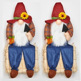 Worth Imports 24" Sitting Scarecrow Bale, Set of 2 Gnome, Multicolor