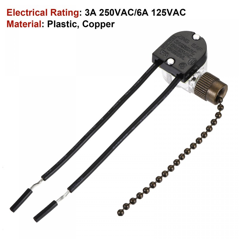 sourcing map Pull Chain Switch On-Off Speed Replacement ZE-109 for