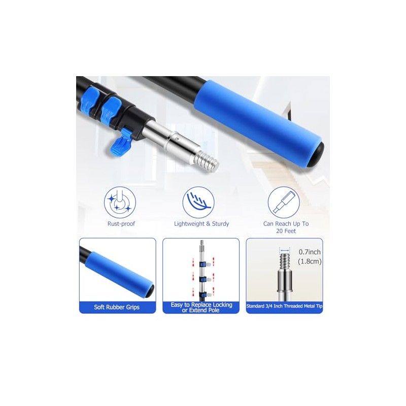 12FT Telescopic Extension Pole | 3-12FT Adjustable Aluminum Paint Roller