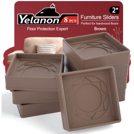 Furniture Coasters 8 Pcs 2” Furniture Caster Cups Non Slip Furniture Pads Hardwoods Floors Non Skid Furniture Grippers , Rubber Furniture Feet , Anti Slide Floor Protector for Bed Couch Stoppers Brown