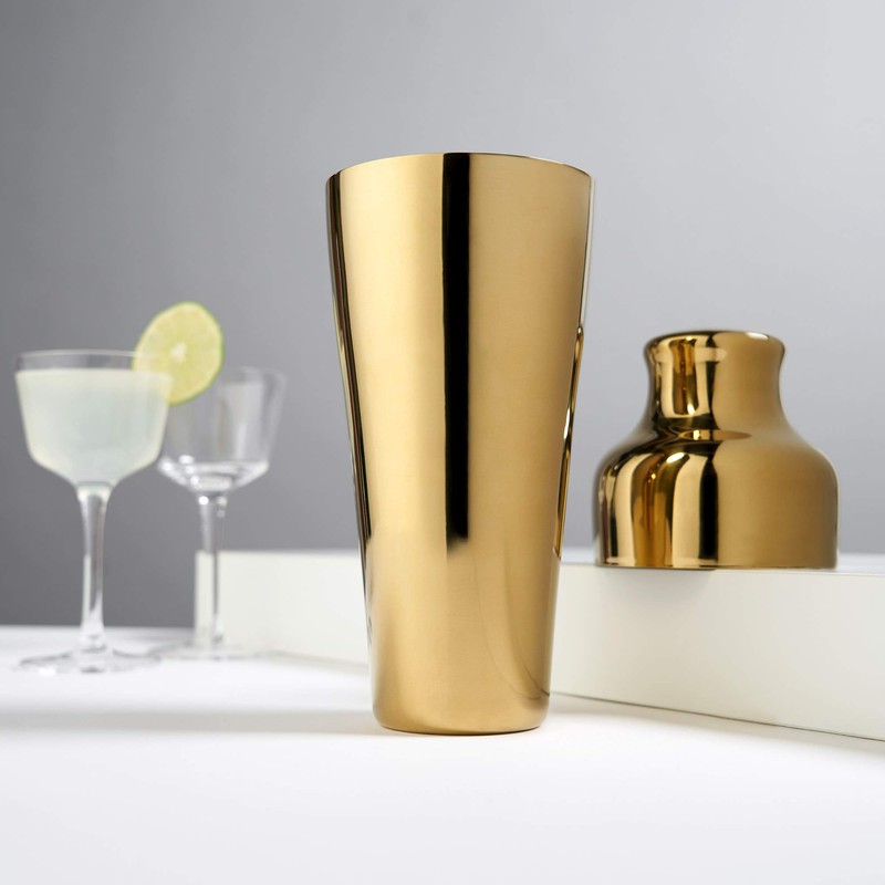 Viski Parisian Cocktail Shaker Set, 25 oz Gold Plated Stainless