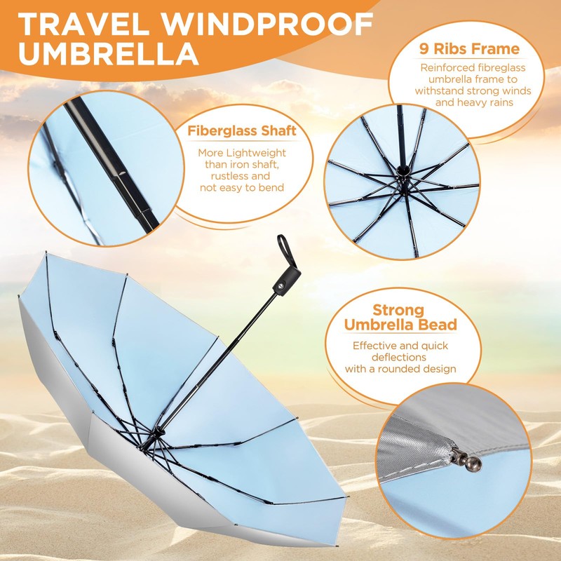 NINEMAX UV Umbrella for Sun Protection UPF 50+, 46 Inch