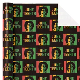 WRAPAHOLIC Juneteenth Wrapping Paper Roll - Mini Roll - 17 Inch x 16.5 Feet - African American Black History Month Wrapping Paper for Emancipation Day, Freedom Day, Birthday