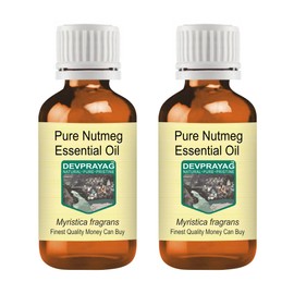Devprayag Pure Nutmeg Essential Oil (Myristica fragrans) Natural Therapeutic Grade Steam Distilled (Pack of Two) 100ml X 2 (6.76 oz)