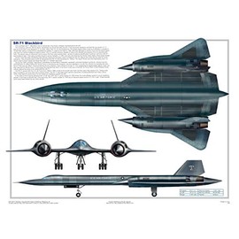 Feenixx SR-71 Blackbird Three Views - Military Airplane Educational Poster - 24" x 18"