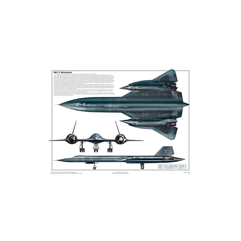 Feenixx SR-71 Blackbird Three Views - Military Airplane Educational Poster