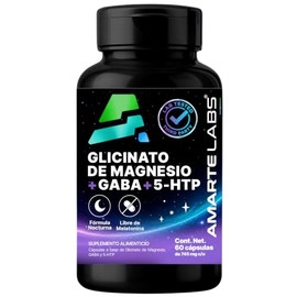 Amarte Labs Glicinato de Magnesio Fórmula Nocturna, 60 Cápsulas