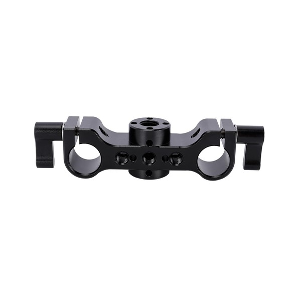 NICEYRIG 15mm Rod Clamp with Locating Holes for ARRI & 1/4’’, Dual 15mm Rod Rail Extension Applicable for DSLR Top Handle Articulating Magic Friction Arm - 568