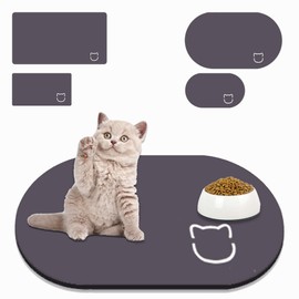 Pet Feeding Mat,Pet Food Mat for Floors,12 x 16 Inches.The Cat Food Mat Serves as a Water-Absorbing Bowl Mat for Food & Water for Both Cats & Dogs(Small, Rectangle)