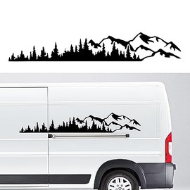 Mountain Forest Car Decal, Cool Auto Sticker Waterproof Vinyl Hood Decal Car Window Sticker Mountain Graphics Body Side Door Trunk Decoration for Car SUV Truck Off-Road Vehicle Jeep RV, 39.4" x 6.7"