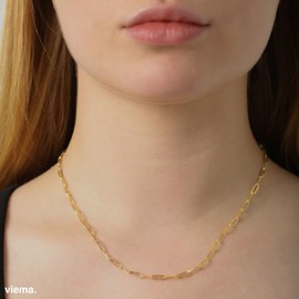 VIEMA. 18K Gold Plated Curb Paperclip Box Sphere Bead Snake Herringbone and Figaro Chain