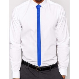 GUSLESON Skinny Work Ties Men Solid Royal Blue Tie Slim Necktie With Handkerchief Boys Gift Sets(0802-07)