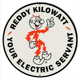 Reddy Kilowat Reproduction Nostalgic Metal Sign 14×14 Round