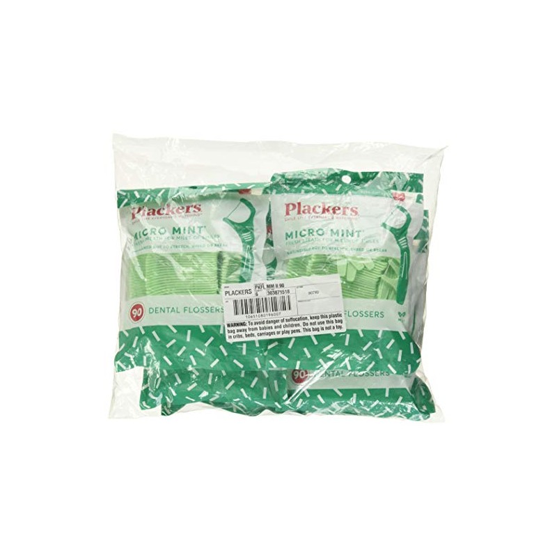 PLACKERS Micro Mint Freshens Breath, Dental Flossers Mint 90 Each