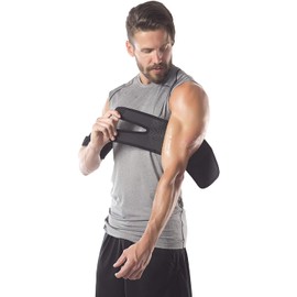 Sweet Sweat Arm Trimmers for Men & Women | Increases Heat & Sweat Production to The Bicep Area | Includes Mesh Carrying Bag (Yellow Logo, Large)