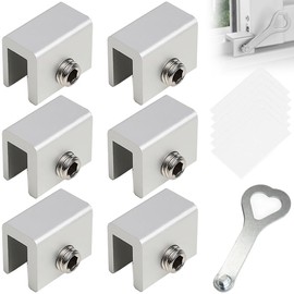 Window Lock, Screen Door Stopper, Stopper, Set of 6, Sash Stopper, Door Windlock, Sash Stopper, Window Stopper, Adjustable, Easy Installation, Auxiliary Lock, Cat Sash Lock, Prevents Screens from