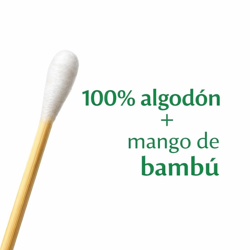 MRK HOME Hisopos con Palillo de Bambú, 100% Algodón, Biodegradables,