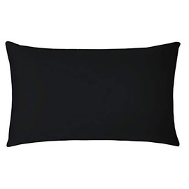 Homely Ideas Easycare Housewife Pillowcase with Envelope Closure, Breathable Plain Polycotton Soft Pillow Covers, Pack of 2 (50cmX75cm, Black)