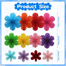 BestoFun 12 PCS Paper Flowers Fans Mexican Party Decorations Paper Flowers Decorations for Wall Girl Groovy Birthday Baby Shower Wedding Bachelorette Room Hanging Décor