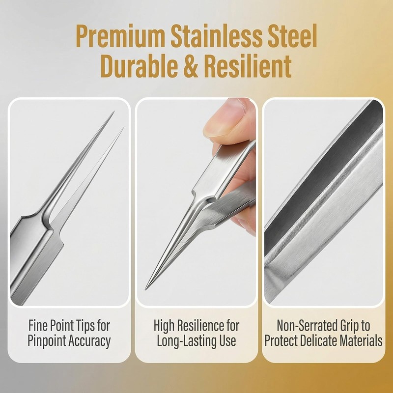 ericotry 1Pcs Stainless Steel Pointed Tweezers Ingrown Hair Tweezer Blackhead