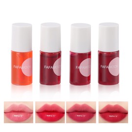 4 Farben Lip Tint Stain Set Makeup, Mini Flüssiger Lippenstift, Lipgloss Wasserfest, Korean Natural Glaze Feuchtigkeitsspendendes, Langanhaltende Non-Stick Cup Lip Gloss Makeup für Wangen und Augen