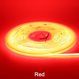 MALIIGAZA COB LED Strip Light, 24V 3mm 16.4ft Flexible Cuttable Super Slim LED Tape CRI>90 Uniform Dotless 384LEDs/M LED Light for Bedroom Home Kitchen Cabinet Decor-Red