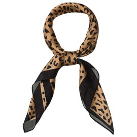 Allegra K Women's Silk Scarf, Square Scarf, Neckerchief, Bandana, Leopard Print, Hair Ornament, Braun