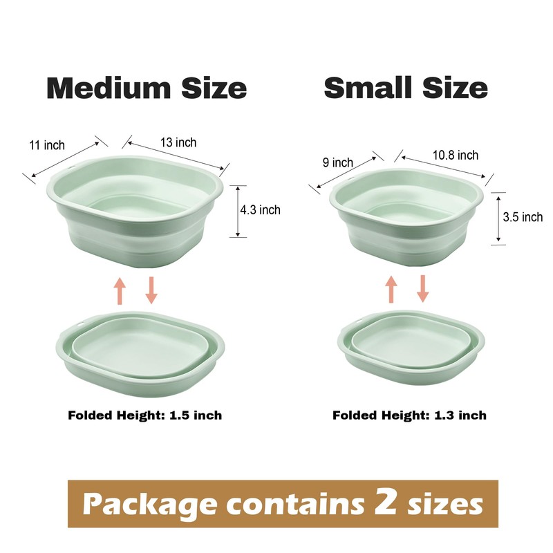 Daimix Collapsible Wash Basin Set of 2, Foldable Small Medium