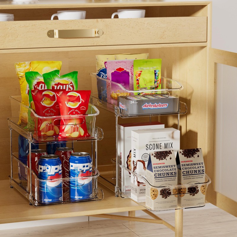 Delamu 2-Tier Under Sink Organizers and Storage, Multi-Purpose Stackable Bathroom