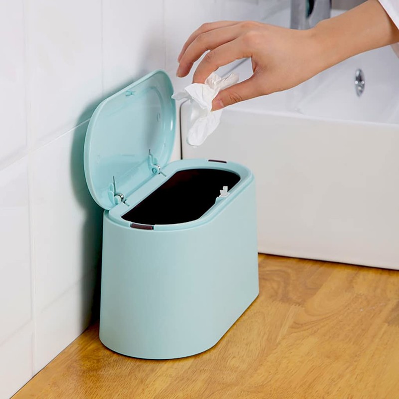 LTWQLing Mini Trash Can with Lid - Removable Small Garbage