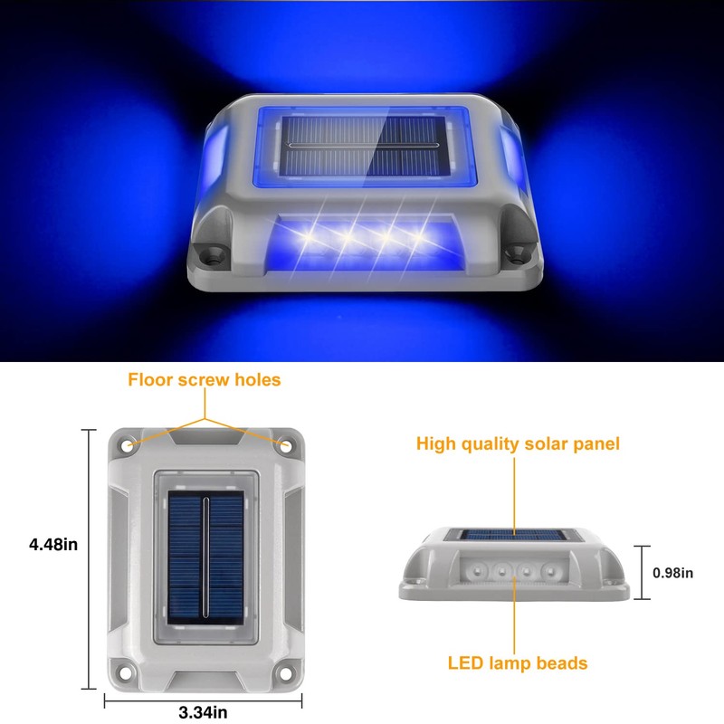 T-SUN Solar Driveway Deck Lights, Blue Driveway Lights Outdoor, 12