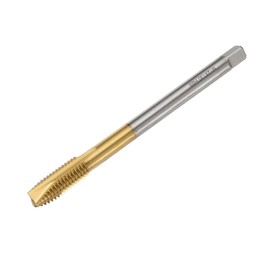 uxcell M12 x 1.75 H2 Metric Spiral Point Thread Tap, 130mm (5.1") Extra Long Screw Tap Threading Tapping Tool, Titanium Coated 6542 High Speed Steel Machine Taps Tapping Bit
