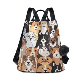ALAZA Cute Dog Prints Puppy Animal Backpack Purse for Women Anti Theft Fashion Back Pack Shoulder Bag