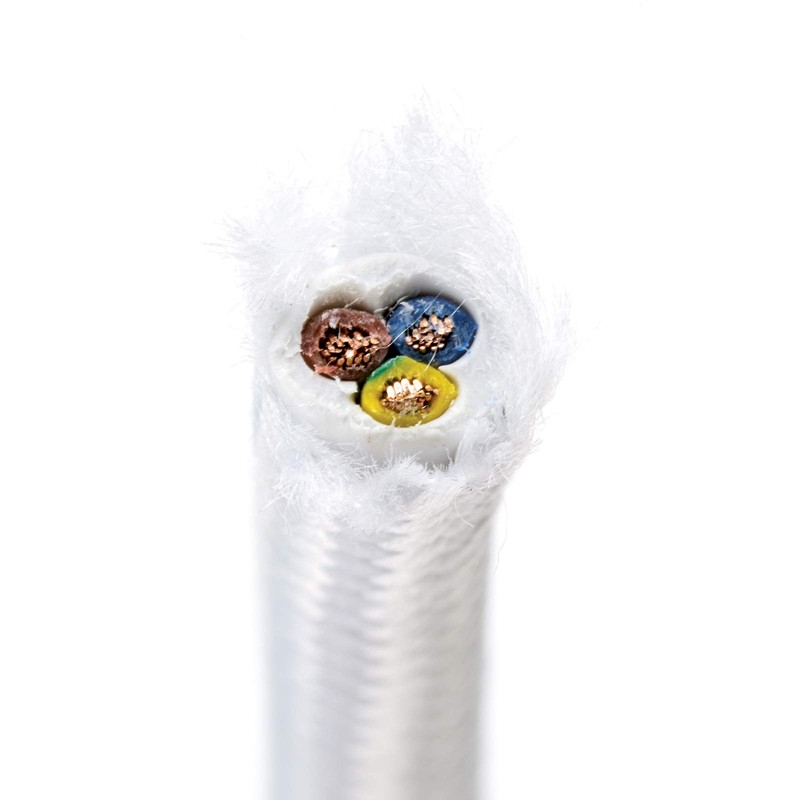 Textile Cable for Lamps, 10 m, White, 3-Core, (3 x