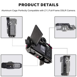 Foto4easy Aluminum Alloy Cage for Nikon Z f DSLR Camera,Arca Type QR Base for Arca-Swiss Clamp,1/4" & 3/8" Thread Holes and Cold Shoe Mount for Accessories