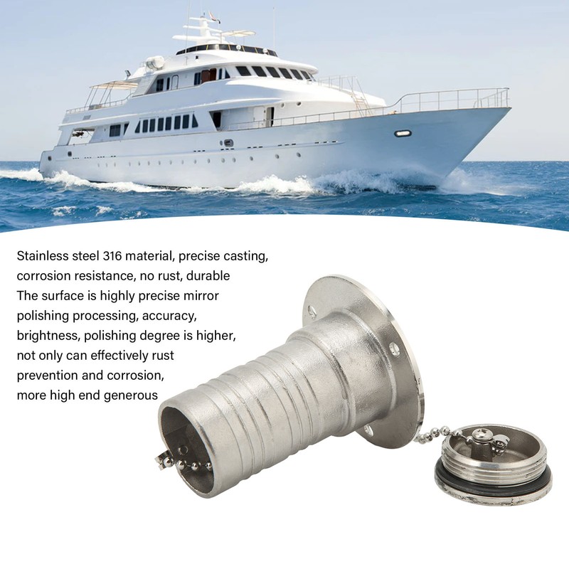 Marine Boat Deck Filler with Keyless Cap Stainless Steel Mirror