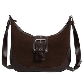 livelyfish Coffee Suede Shoulder Bag Tote Bag Crossbody Bags Purse Fashion Handbag for Women, Coffee