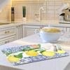 Lemon Blue Tiles Dish Drying Mat for Kitchen Counter Absorbent