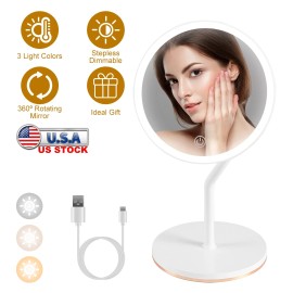 Laromni 5X Lighted Makeup Mirror Dimmable Magnification Mirror Bedroom Lighted Mirror US