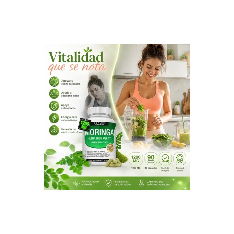 Moringa Oleifera 1200mg 90 Capsulas Equilibrio Y Bienestar