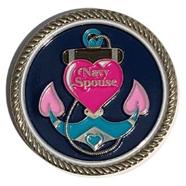 United States Navy USN Navy Spouse Pink Heart Anchor Challenge Coin