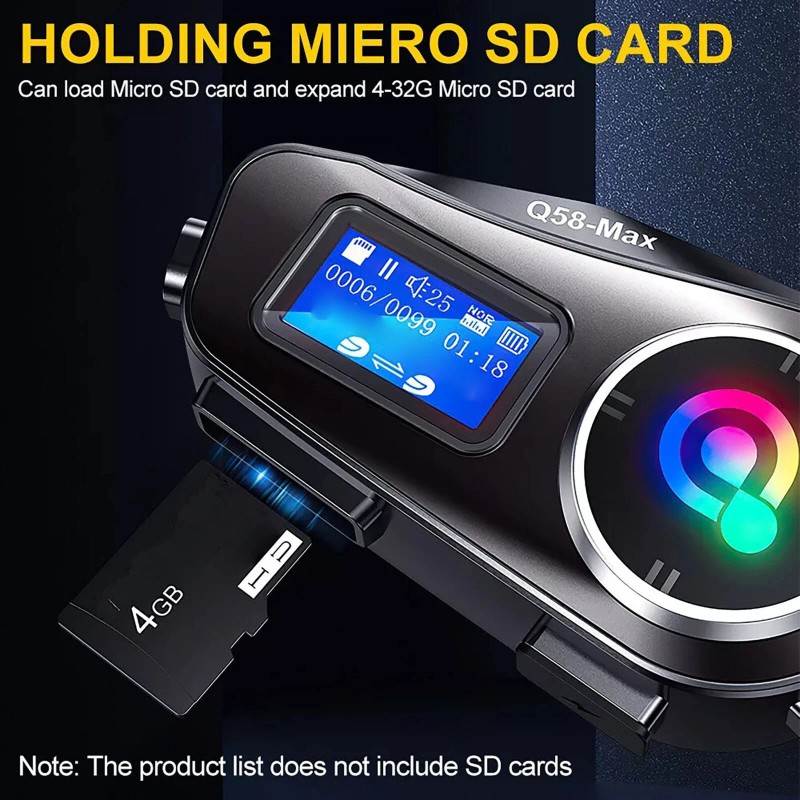 Motorcycle Intercom Helmet double back clip Bluetooth Headset LCD Waterproof