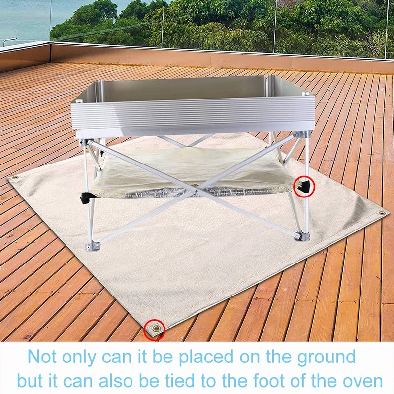 Hggzeg Fire Pit Mat, BBQ Fireproof Glass Mat Heat Resistant