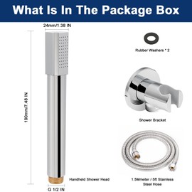 NearMoon Brass HandHeld Shower Head, Luxury High Pressure Showerhead Kit with Wall Connector and Hose Set, for Bathroom Showering System Contemporary Round Style (Chrome Finish)