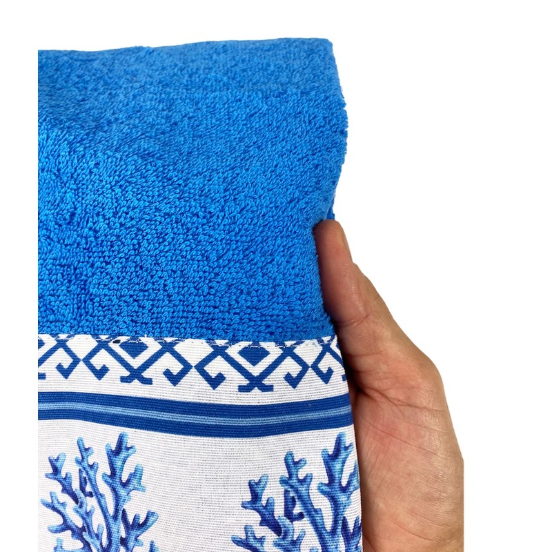 Tex family Towel Set with Border Greece Sea Blue Made