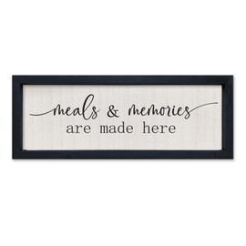 SRSZHIYUE Meals and Memories Are Made Here Wall Decor 16"x6" for Rustic Kitchen Dining Room Sign Farmhouse Home Wooden Framed Hanging Art (Black)