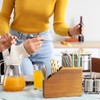 BWODYAY Straw Holder, Acacia Wood Straws Organizer, Cupboard Reusable Straws