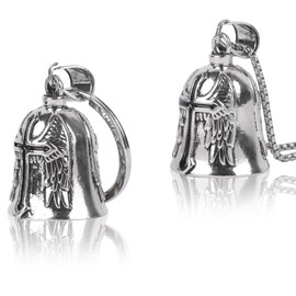 Lollanda 2Pcs Motorcycle Guardian Bell for Motorcycles, Angel Guardian Riding Bells with Chain, Luck Riding Bell for Man Husband (Style A)