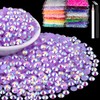 6000pcs 4mm Resin Rhinestones Bulk, Lavender Purple AB Flatback Round